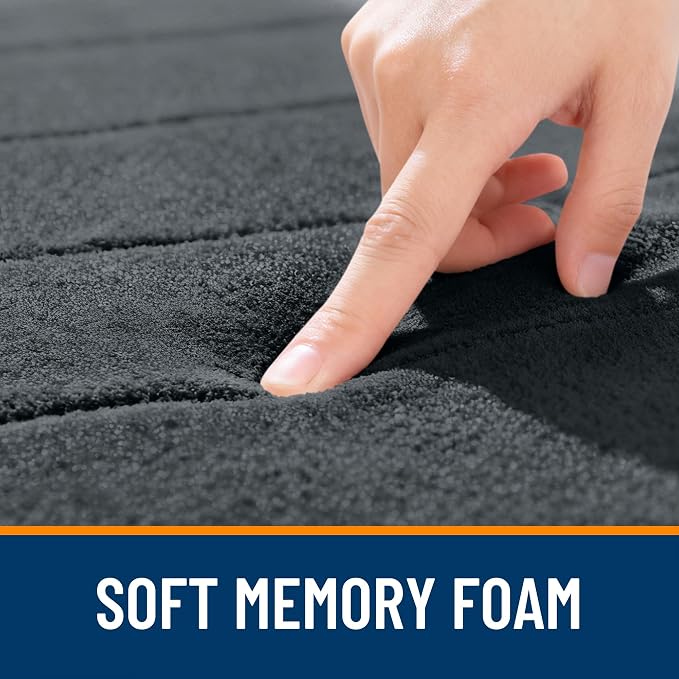 OLANLY Memory Foam Large Bath Mat 44x32, Super Soft Absorbent Bathroom Rugs | Dark Gray, Quick Dry Bath Rug, Machine Washable Shower Floor Mats, Bathmat Carpet for Bathroom Floor, Tub and Shower