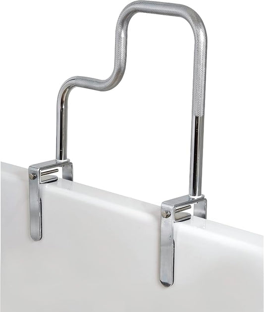 Carex Tri-Grip Bathtub Handle Grab Bar with Chrome Finish, Bathtub Grab Bar for Seniors and Handicap, Detachable Toilet Safety Frame with Handles for Assistance in Getting In and Out of Tub
