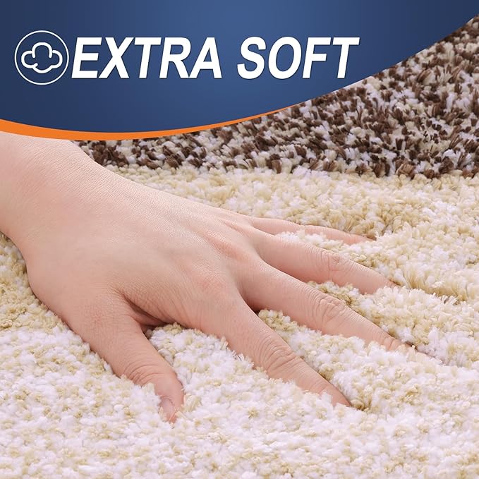 OLANLY Bathroom Runner Rug 45x27, Extra Soft Absorbent Microfiber Bath Rugs | Brown, Non-Slip Quick-Drying Rubber Backing, Machine Washable Long Bath Mat for Floor, Tub and Shower, Home Decor Accessories