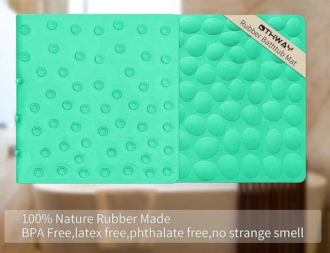 Non-Slip Bathtub Mat OTHWAY Soft Rubber Bathroom Bathmat with Strong Suction Cups (Fruit Green, 16x40 inch)