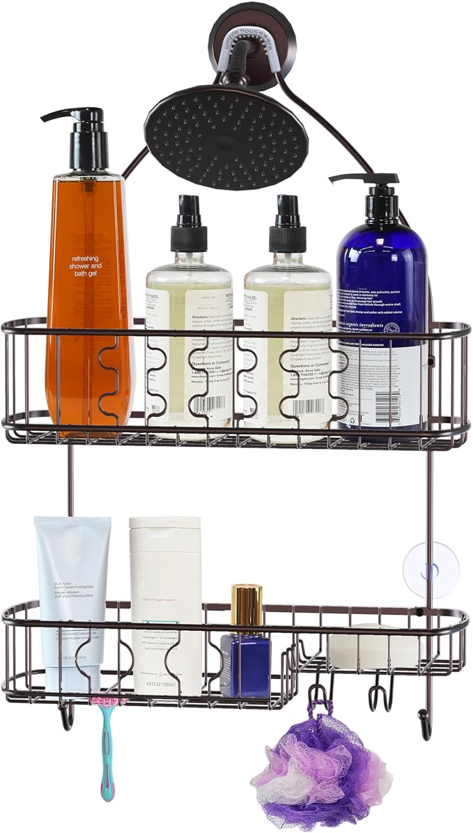 Simple Houseware Bathroom Hanging Shower Head Caddy Organizer, Bronze | (26 x 16 x 5.5 inches)