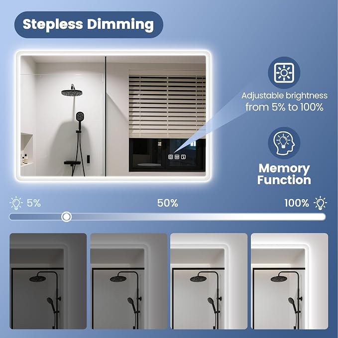 STARLEAD 36"x36" LED Bathroom Mirror with Bluetooth Speaker, Dimmable Lighting, 3 Color Temperature, Anti-Fog, Touch Control, Wall Mounted Vanity Mirror for Daily Routines