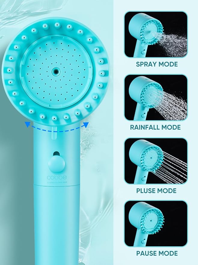 Filtered Shower Head with Handheld, Showerhead with Filters Emerald green | Cobbe Filtered Shower Head with Handheld Built-in Power Wash - Remove Chlorine - Reduces Dry Itchy Skin, Emerald green