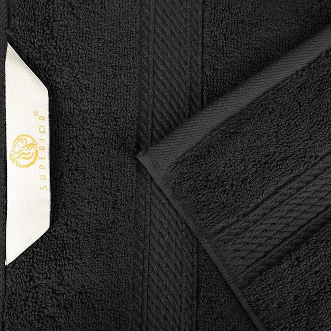 Superior Egyptian Cotton Plush & Absorbent, Face Towel Set of 6, Black | Quick Dry, Soft Luxury Towel Set, Bath Essentials for Bathroom, Guest Bath, Spa, 6 Piece Face, Madeline Towels