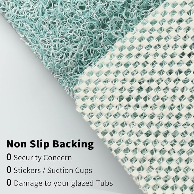 0.6" Extra Thick Non Slip Shower Mat, PVC Loofah Shower Mat with Drain, Quick Drying Bath Mat for Inside Shower, Bathtub Mats Foot Scrubber for Elderly, Bathroom, Kitchen, Wet Areas, 27x16 Inches