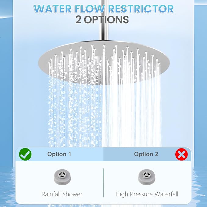 12 Inch Brushed Nickel Round Rain Shower Head - All Metal Stainless Steel Full Body Rainfall Shower with 120 Silicone Nozzles Modern Bathroom