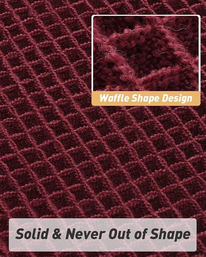 AMOAMI Upgraded Waffle Bath Mat, Super Absorbent Non Slip Bath Mats for Bathroom Floor, Washable Bathroom Rugs with Tassels, Rubber Backed Bathroom Mats, Ultra Soft, 20" x 32", Burgundy