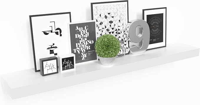 Ballucci Floating Shelf, 36" Hanging Shelf with Invisible Brackets, Wooden Floating Shelves for Walls, Book Shelf, Wall Shelves for Home Office, Bathroom, Living Room, 6 inch Deep, White