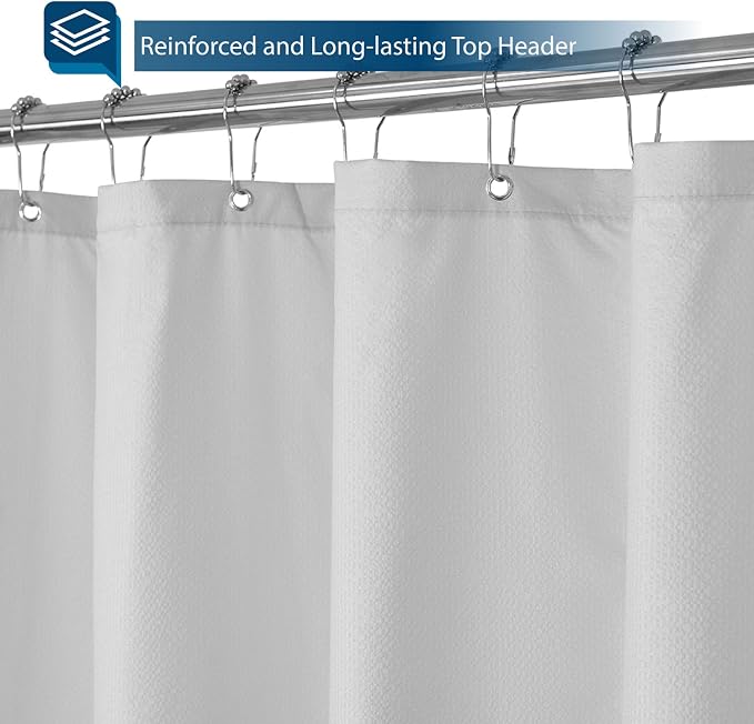 Barossa Design Soft Microfiber Fabric Shower Liner or Curtain Silver Grey | Hotel Quality, Machine Washable, Water Repellent 70W x 72H Lightweight Cloth Shower Curtain for Bathroom/Tub