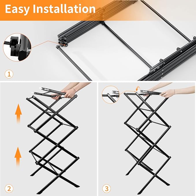 Clothes Drying Rack Foldable Drying Rack Clothing Black-1pack | for Laundry - 40" x 28.8" x 14.2", Space Saving Household Indoor