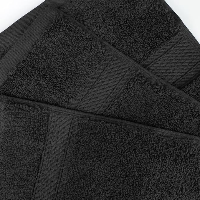 Superior Egyptian Cotton Plush & Absorbent, Face Towel Set of 6, Black | Quick Dry, Soft Luxury Towel Set, Bath Essentials for Bathroom, Guest Bath, Spa, 6 Piece Face, Madeline Towels