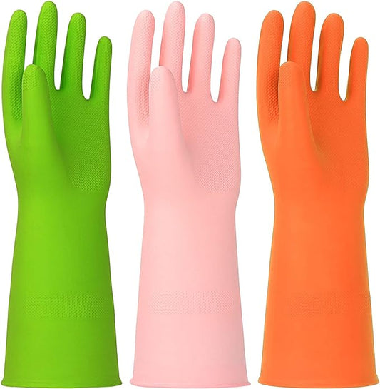Latex Free Nitrile Cleaning Gloves, Small, 3 Pairs | 12 Mil Thick, Reusable Gloves with Non-Slip Grip, Waterproof for Dishwashing, Kitchen, Bathroom & Household Cleaning