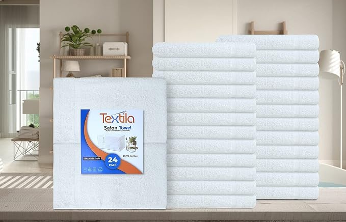 Basic Hand Towels 16x26 Inches – Bulk Pack of 24 – White Color – Soft and Absorbent Multipurpose Cotton Towels for Bathroom, Spa, Gym, Salon, Hotel, and Everyday Use