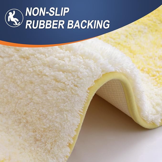 OLANLY Bathroom Runner Rug 47x17, Extra Soft Absorbent Microfiber Bath Rugs | Yellow, Non-Slip Quick-Drying Rubber Backing, Washable Long Bath Mat for Floor, Tub and Shower, Home Decor
