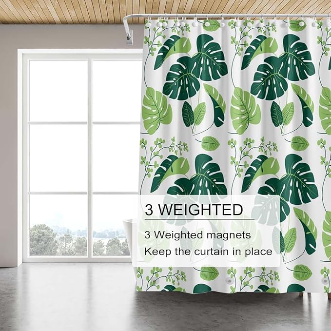 TIKABC Shower Curtain Liner, 4G PEVA Shower Liner, Plastic Waterproof Shower Curtains, 72x72 inch with Grommet Holes 3 Magnetic Weights
