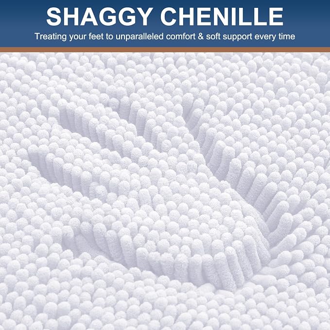 Smiry Round Bathroom Rugs 24X24, Chenille Extra Soft Absorbent Bath Mat | White, Machine Washable Non-Slip Plush Bath Mats for Bathroom, Tub, Shower, and Floor, Home Decor