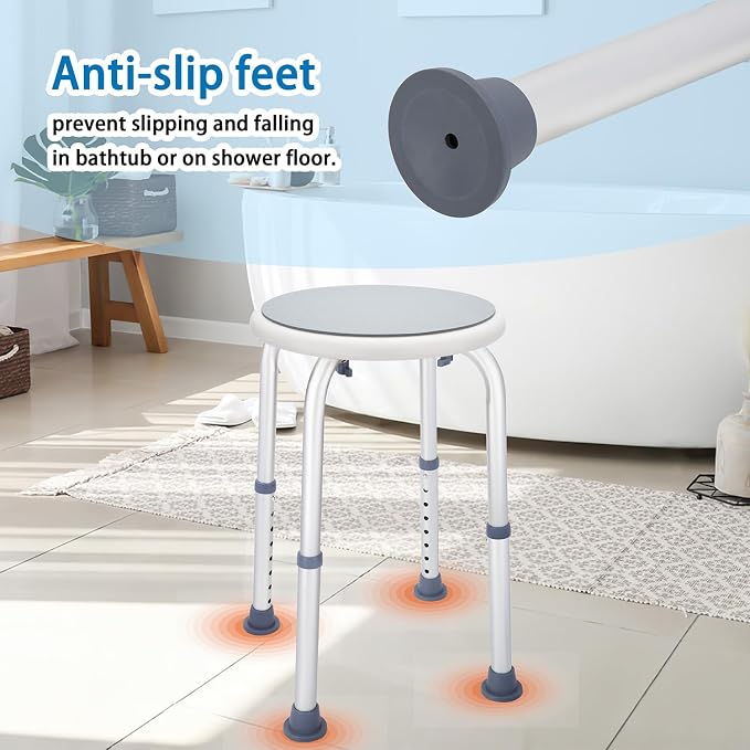 Adjustable Bath Seat, Bathroom Bathtub Shower Chair Stool for Elderly and Disabled, Seniors Tub Transfer Bench for Inside Shower (Grey, Basic Version)