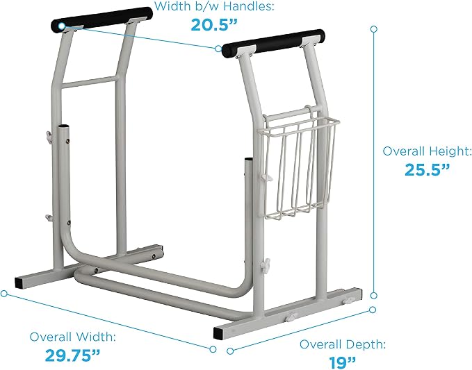 NOVA Toilet Safety Support Frame, Bathroom Assist Handrails, Lightweight Aluminum, 300 lb Weight Capacity