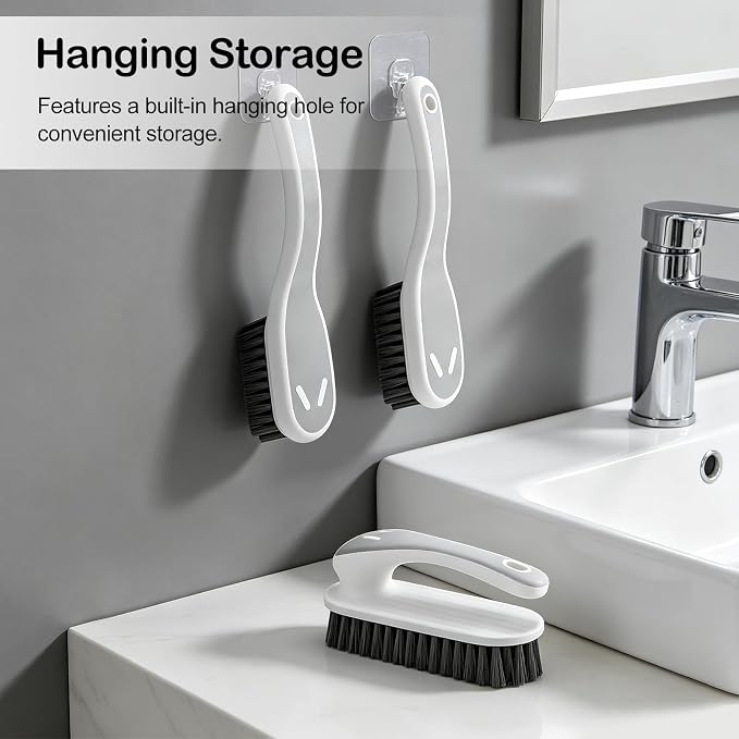 SetSail Soft Bristle Scrub Cleaning Brush 3 Pack Laundry Brush Gray White | Soft Scrub Brush Anti- Slip Stain Remover Easy to Grip Fabric Cleaning Brush，Household Cleaning for Shoes，Carpet，Bathroom