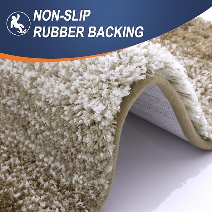 OLANLY Bathroom Runner Rug 47x17, Extra Soft Absorbent Microfiber Bath Rugs | Coffee, Non-Slip Quick-Drying Rubber Backing, Washable Long Bath Mat for Floor, Tub and Shower, Home Decor