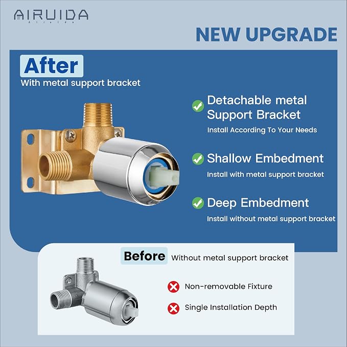 Airuida Shower Faucet Set,10 Inch Shower Valve Kit,Chrome Polish | Male Threads,Rough-in Valve Shower Trim Kit,Single Handle Control Shower Set