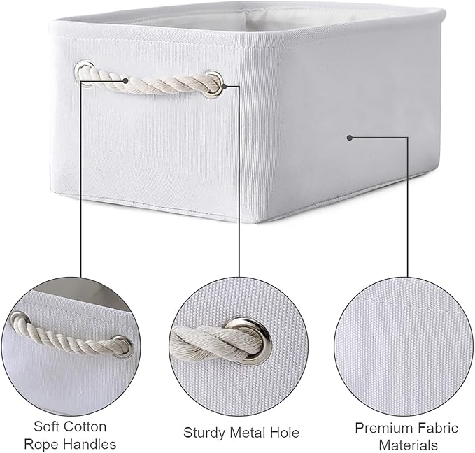 Storage Basket for Gifts Empty - 11.8x7.8x5.2 inch 1 Pack Fabric Storage Cubes, Nursery Organizers and Storage for Closet Cloth Toy Book (White)