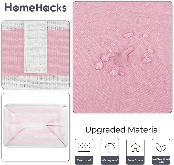 HomeHacks 2 Pack Large Laundry Baskets, Laundry Hampers Bags (Pink 75Lx2) | Waterproof, Freestanding, Collapsible Clothes Hamper with Reinforced Handles in Laundry Room, Dorm, Bathroom, Bedroom