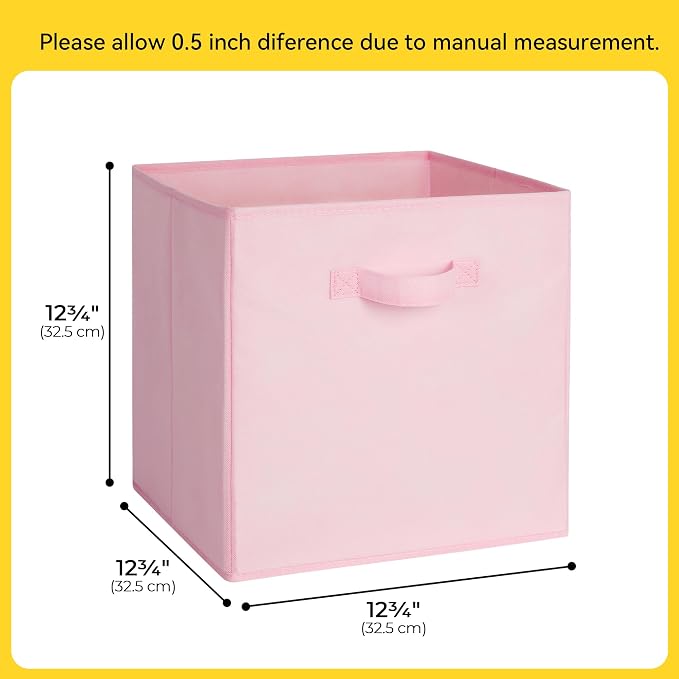 Cupic Cupid 6-Pack 13x13 Cube Storage Organizer, Cube Bins, Pink Gradient | Foldable, Reinforced Handle, Holds Clothes, Toys, Daily Essentials and More, Fits Closet, Shelves, Nursery, Playroom