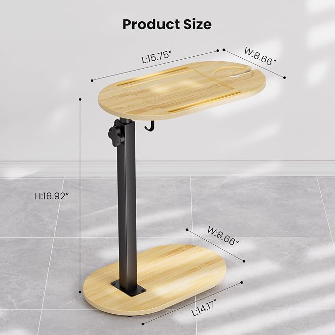 Bamboo Bathtub Table with Adjustable Height | Freestanding Bath Tray Caddy Board Tub Organizer, House Warming Gift, New Home, Bridal Shower Gift for Women