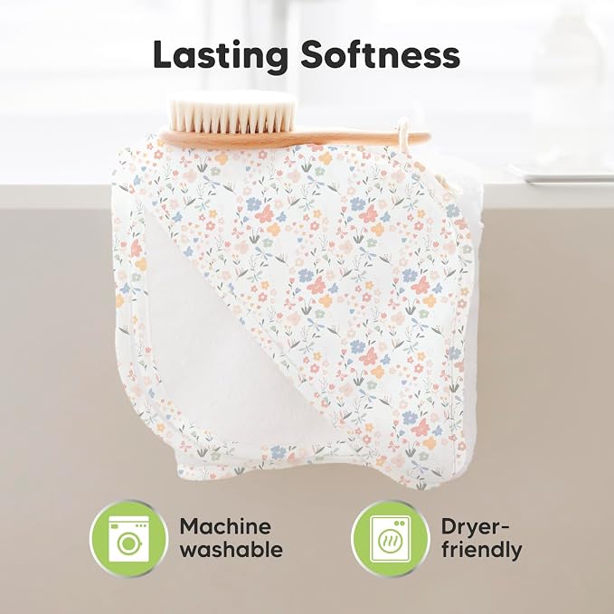 KeaBabies Hooded Baby Towel for Newborn Baby Bath Towels(Wildflowers,35x35) | Viscose Derived from Bamboo, Large Baby Towels with Hood, Boys, Girls, Toddler, Soft Absorbent Baby Bath Essentials