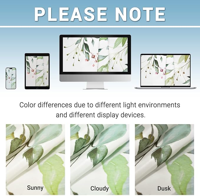 No Hook Shower Curtain with Liner, Eucalyptus Sage Green, 71x77 | Snap in Liner, 3 in 1, Water Repellent, Easy Install, Machine Washable, Hotel Style for Bathroom, Watercolor Pattern