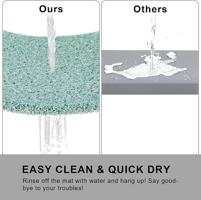 0.6" Extra Thick Non Slip Shower Mat, PVC Loofah Shower Mat with Drain, Quick Drying Bath Mat for Inside Shower, Bathtub Mats Foot Scrubber for Elderly, Bathroom, Kitchen, Wet Areas(Blue 16x24)