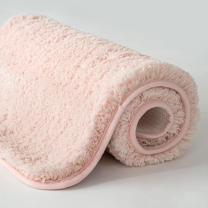 MIULEE Blush Bathroom Rugs Soft Small Microfiber Bath Mat 16x24 Inch | Absorbent, Non Slip, Quick Dry, Fluffy Bath Rugs for Bathroom Floor Tub Showers, Machine Washable