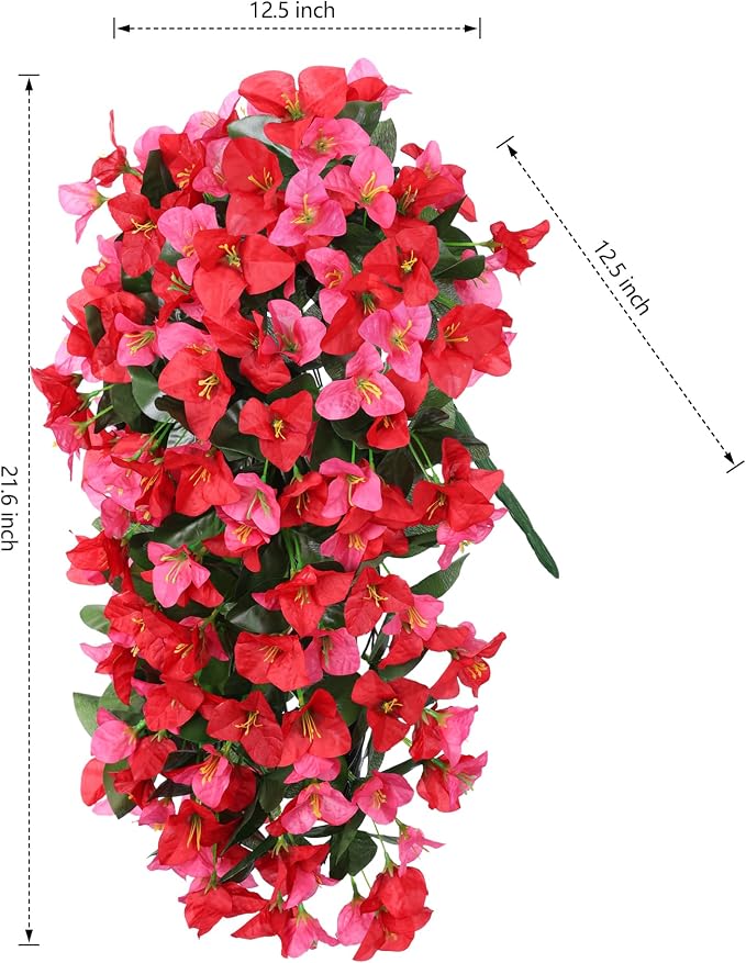 Faux Bougainvillea Artificial Flowers Plants for Outdoors Outside Decoration, 2 pcs Fake Flowers Realistic UV Resistant Silk Long Trailing Vines for Front Door Porch Planter Urn Patio Balcony Yard,Mix