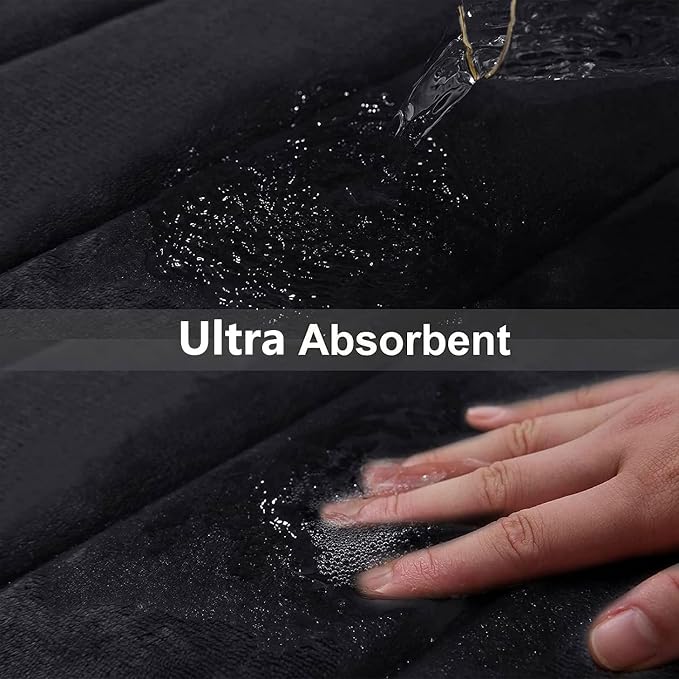 Buganda Memory Foam Bath Mat 70 x 34, Ultra Soft Absorbent Bathroom Rugs | Black, Machine Washable Quick Dry Bath Mats for Bathroom Floor, Shower and Tub, Home Decor Accessories