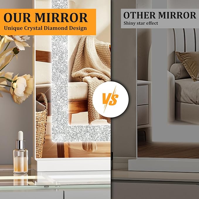 FENCHILIN Vanity Mirror with Lights 23” x 18” Hollywood Makeup Mirror with Light Strip Smart Touch Control 3 Colors Dimmable & 10X Magnification Tabletop White