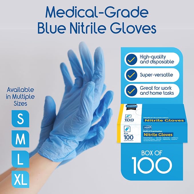 Inspire Black Nitrile Disposable Gloves | 4.5 Nitrile Disposable Safety Medical Cooking Cleaning Gloves