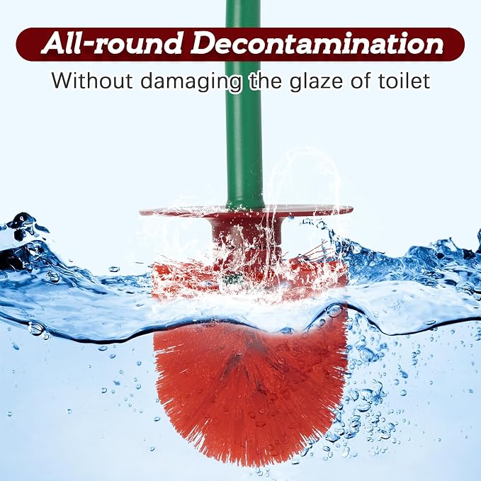 Cherry Toilet Brush with Holder Bowl&Long Handle, Bathroom Cleaning | Red Cherry Shape/ Household Bathroom Cleaner with Base/ Easy to Store/ Thick Bristles/ Deep Clean/ Rust-Resistant & Leakproof