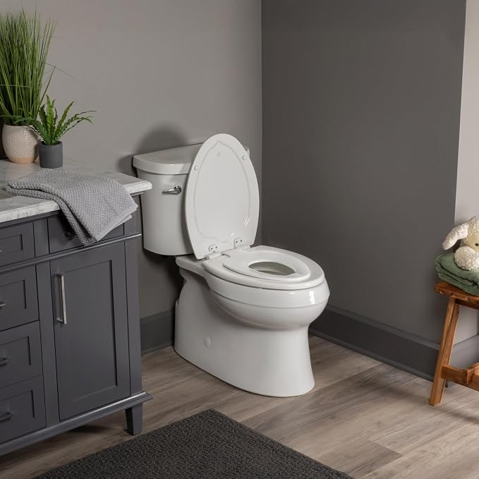 Mayfair NextStep Toilet Seat with Built-In Potty Training Seat, Slow-Close, Removable that will Never Loosen, ELONGATED, White