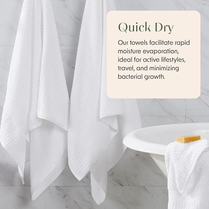 2 Pack Oversized Bath Towels 100% Cotton | White Towels | Oeko‑TEX Standard 100 | Soft & Absorbent, Quick‑Dry | Trinity Collection - Bright White