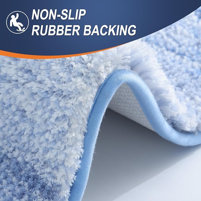OLANLY Bathroom Runner Rug 47x24, Extra Soft Absorbent Microfiber Bath Rugs | Light Blue, Non-Slip Quick-Drying Rubber Backing, Washable Long Bath Mat for Floor, Tub and Shower, Home Decor