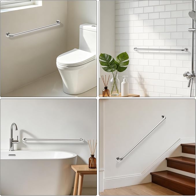 ZUEXT 42 Inch Extra Long Brushed Nickel Stainless Steel Shower Grab Bar | Concealed Wall Mounted Shower Handle Grab Bars, Support Rail for Bathtub Shower Toilet, Seniors Elderly Handicap Safety