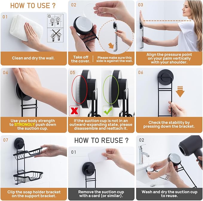 Bar Soap Holder with Hooks, Suction Cup Soap Dish Stainless Steel | 2 Layer Soap Holder Shower Wall Mounted, Soap and Razor Holder for Shower, Rustproof for Bathroom, Sponge Holder Saver