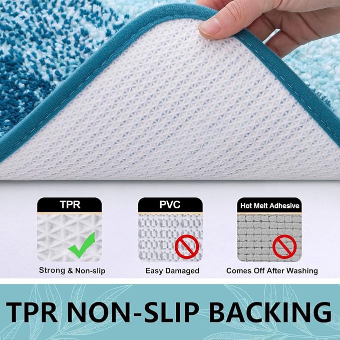 Arotive Microfiber Bathroom Rugs, Shaggy Soft Absorbent Bath Rug, 30x17 | PeacockBlue, Rubber Backing Thick Plush Machine Washable Dry Bath Mats for Bathroom, Tub and Shower, Rectangular