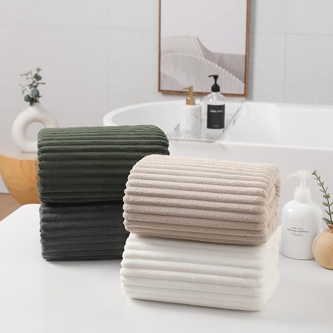 4 Piece Bath Towels, 30"x60" Microfiber Towels Set,Multicolor | Large Bathroom Towels, Soft Touch, Highly Absorbent, Quick Dry, Lint Free, Long-Lasting, Family Use, Guest Bath & Daily Use