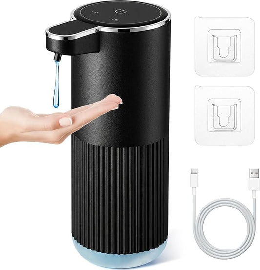 RYTOXILO Automatic Soap Dispenser, 1 Pack Black Touchless Liquid Soap Dispenser for Bathroom, 13.5 Fl Oz Plastic Electric Auto Dish Soap Dispensers Wall Mount for Kitchen with Adjustable Volume