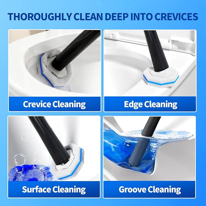 Disposable Toilet Bowl Brush with 36 Count Refills, Toilet Cleaning Stick,Toilet Bowl Cleaner Holder and Set, Toilet Cleaning System Starter Kit