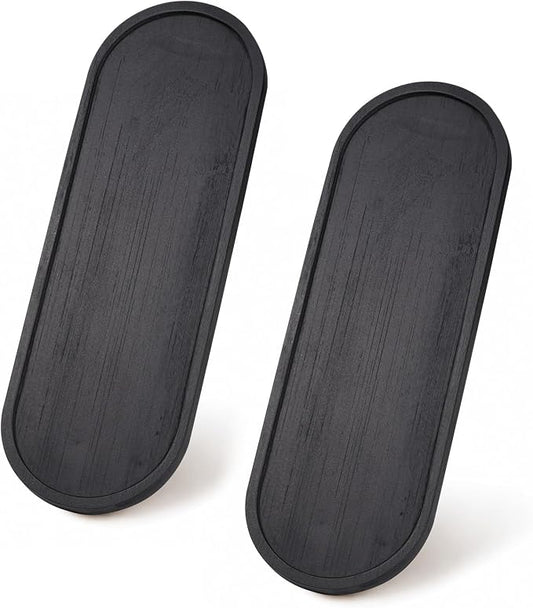 SheeChung Bathroom Counter Tray, Small Bamboo Vanity Tray - 10.3" x 3.6" | 2 PCS Black, Decorative Countertop Organizer for Soap Dispenser, Perfume, Jewelry, Catchall, Makeup, Candle, Coffee Table