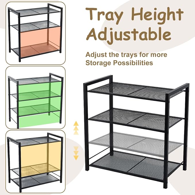 Bathroom Counter Organizer, Countertop Organizer Storage Rack | 3-Tier Metal Mesh, Adjustable Shelves for Vanity Perfume Skincare, Storage for Bathroom, Kitchen, Dresser and Small Spaces