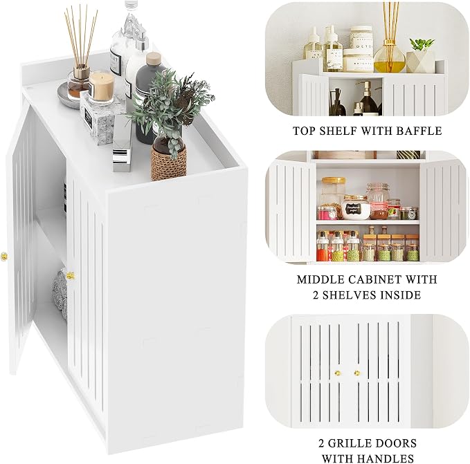 HAYOFAMY 3-Tier Wall Bathroom Storage Cabinet 7.9" D x 15.7" W x 15.7" H | PVC Medicine Cabinet Organizer with Door, for Living Room Kitchen Entryway Small Space